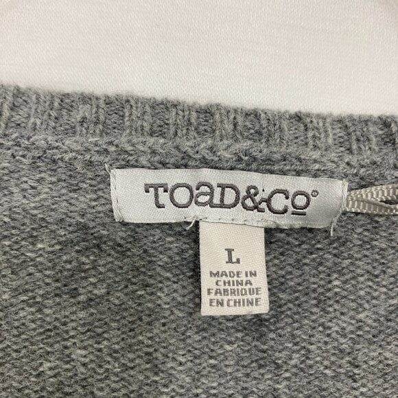Toad & Co Large Aleutia Crew Neck Long Sleeve Gray Lambs Wool Pullover Sweater - Picture 4 of 12